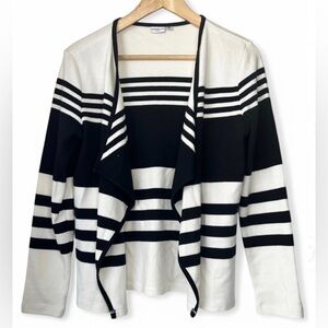 Jacqueline de Yong Womens Striped Black White Open Preppy Prep Sweater Small
